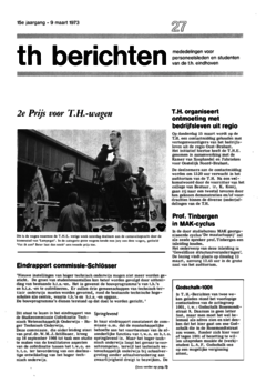Voorzijde van magazine: TH berichten 27 - 9 maart 1973