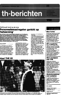 Voorzijde van magazine: TH berichten 23 - 19 februari 1982