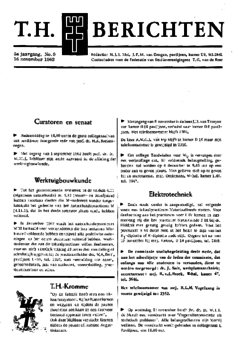 Voorzijde van magazine: TH berichten 9 - 16 november 1962