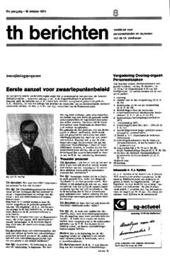 Voorzijde van magazine: TH berichten 8 - 18 oktober 1974