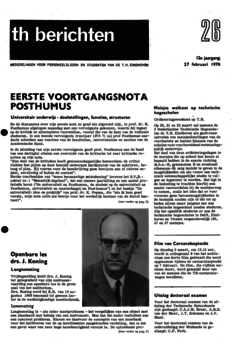 Voorzijde van magazine: TH berichten 26 - 27 februari 1970