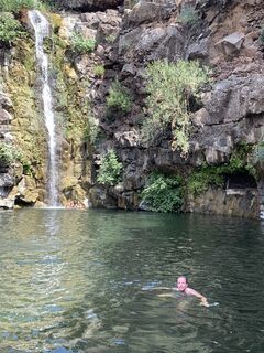 Yehudiya Forest natuurreservaat: de Zavitan-waterval, die uitkomt in een natuurlijk zwembad. Foto | privéarchief Mark Legters