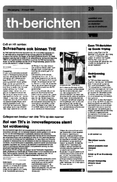 Voorzijde van magazine: TH berichten 28 - 21 maart 1980