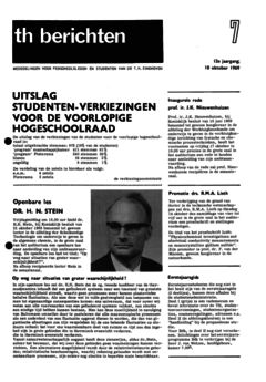 Voorzijde van magazine: TH berichten 7 - 10 oktober 1969