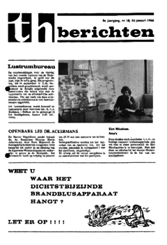 Voorzijde van magazine: TH berichten 18 - 14 januari 1966