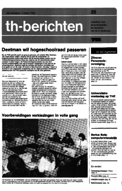 Voorzijde van magazine: TH berichten 25 - 4 maart 1983