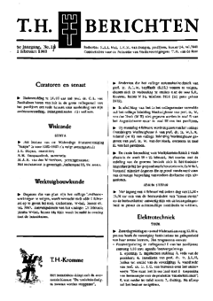 Voorzijde van magazine: TH berichten 17 - 1 februari 1963