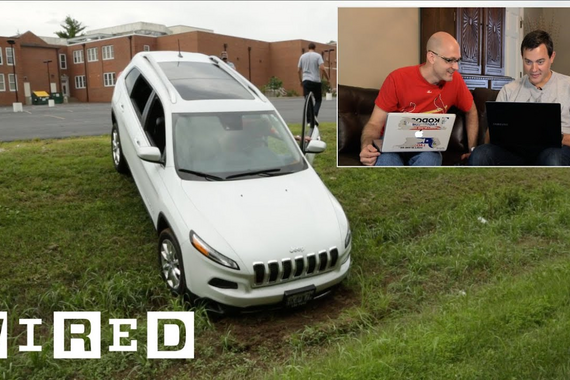 Click on the video for it to start playing. Hackers show how a feature in the car can be abused by giving it commands via internet.