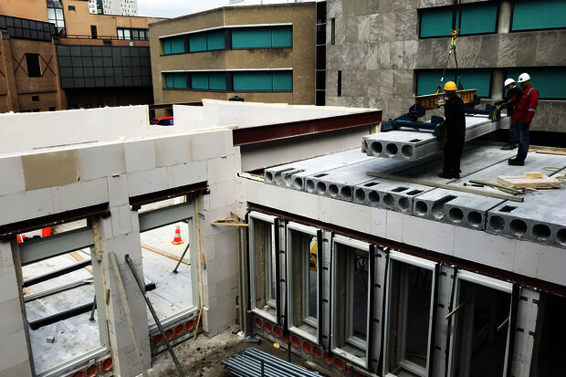 Building shell of SSRE's new home is standing, opening week in November