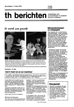 Voorzijde van magazine: TH berichten 26 - 2 maart 1973