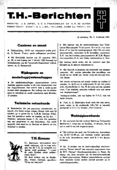 Voorzijde van magazine: TH berichten 3 - 6 oktober 1961