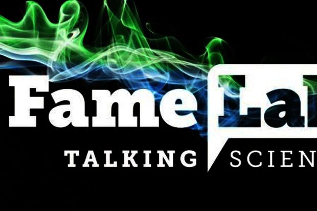 Science talk with smooth charisma and expressive body language