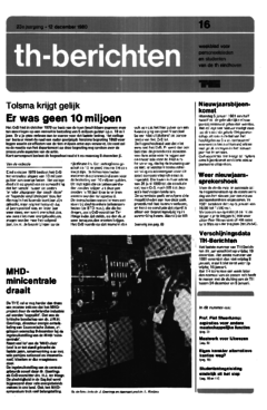 Voorzijde van magazine: TH berichten 16 - 12 december 1980