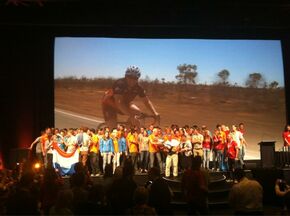 3TU-feestje op het WSC-podium. Foto | Michel van Baal via Twitter