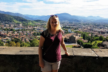 Uitzicht over Bergamo vanuit het oude stadgedeelte città alta.