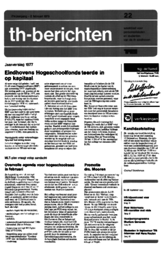 Voorzijde van magazine: TH berichten 22 - 2 februari 1979