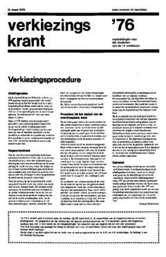 Voorzijde van magazine: TH berichten verkiezingskrant - 12 maart 1976