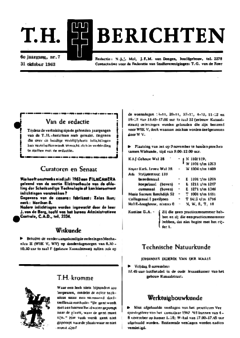 Voorzijde van magazine: TH berichten 7 - 31 oktober 1963