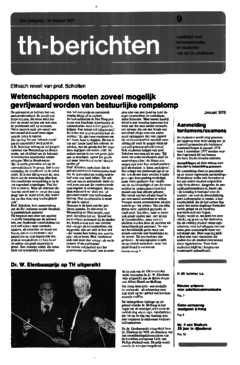 Voorzijde van magazine: TH berichten 9 - 14 oktober 1977