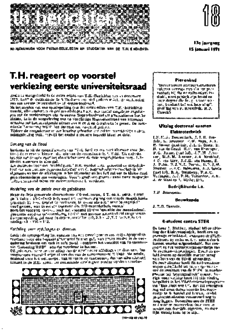 Voorzijde van magazine: TH berichten 18 - 15 januari 1971