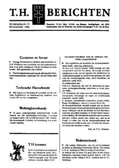 Voorzijde van magazine: TH berichten 10 - 22 november 1963