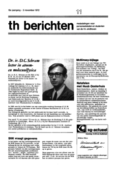 Voorzijde van magazine: TH berichten 11 - 3 november 1972