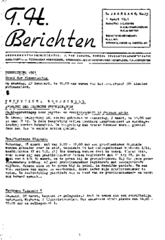 Voorzijde van magazine: TH berichten 23 - 1 maart 1961