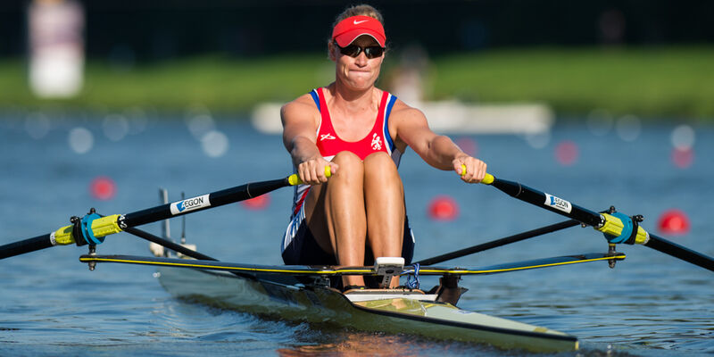 Lisa Scheenaard in actie tijdens het WK roeien. Foto | Merijn Soeters