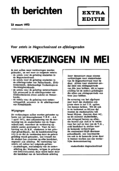 Voorzijde van magazine: TH berichten extra editie - 23 maart 1972