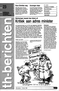 Voorzijde van magazine: TH berichten 23 - 7 februari 1986