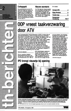 Voorzijde van magazine: TH berichten 2 - 30 augustus 1985