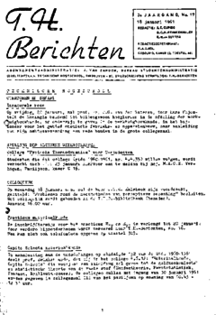 Voorzijde van magazine: TH berichten 17 - 18 januari 1961