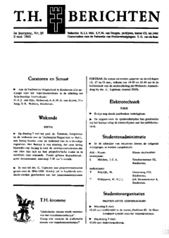 Voorzijde van magazine: TH berichten 28 - 3 mei 1963