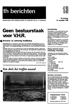 Voorzijde van magazine: TH berichten 13 - 21 november 1969