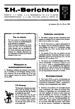 Voorzijde van magazine: TH berichten 31 - 25 mei 1962