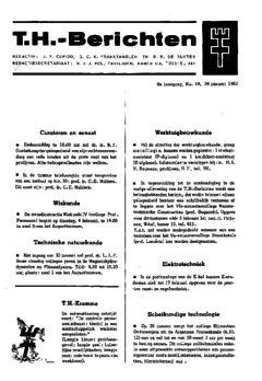 Voorzijde van magazine: TH berichten 16 - 26 januari 1962