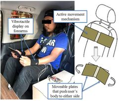 Het Vibrotactile Display with Active Movement Mechanism (VDAM) gebruikt trillingen in de onderarm en bewegende platen in de stoel.