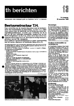 Voorzijde van magazine: TH berichten 13 - 22 november 1968