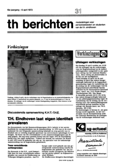 Voorzijde van magazine: TH berichten 31 - 6 april 1973