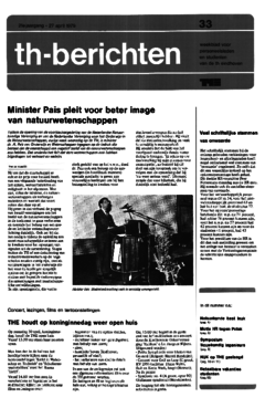 Voorzijde van magazine: TH berichten 33 - 27 april 1979