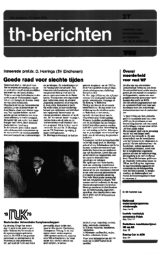 Voorzijde van magazine: TH berichten 27 - 9 maart 1979