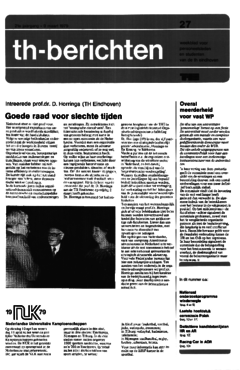 Voorzijde van magazine: TH berichten 27 - 9 maart 1979