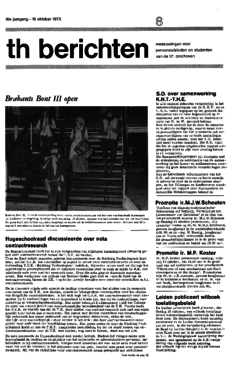 Voorzijde van magazine: TH berichten 8 - 19 oktober 1973
