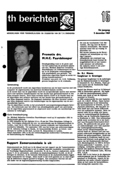 Voorzijde van magazine: TH berichten 15 - 5 december 1969