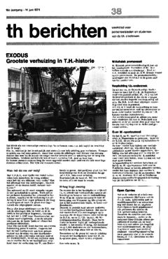 Voorzijde van magazine: TH berichten 38 - 14 juni 1974