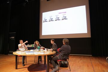 Talkshow SG met hoogleraar Bert Blocken (links) en Volkskrant-columnist Bert Wagendorp (rechts). Foto | Tove Elfferich