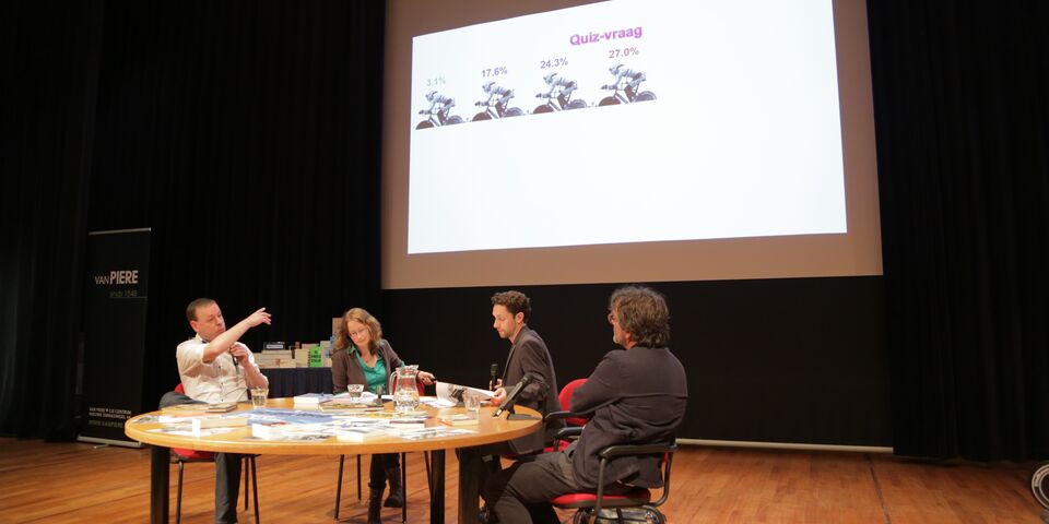 Talkshow SG met hoogleraar Bert Blocken (links) en Volkskrant-columnist Bert Wagendorp (rechts). Foto | Tove Elfferich