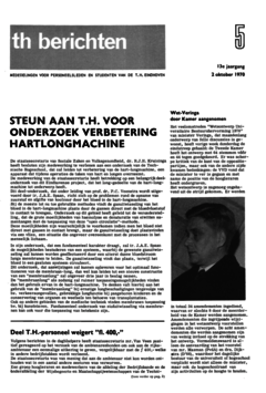 Voorzijde van magazine: TH berichten 5 - 1 oktober 1970