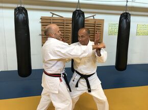 Huub Meijer (rechts) in actie.