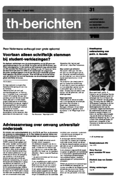 Voorzijde van magazine: TH berichten 31 - 18 april 1980